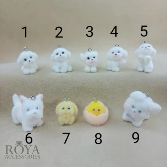 آویز مخملی عروسک سگ و جوجه